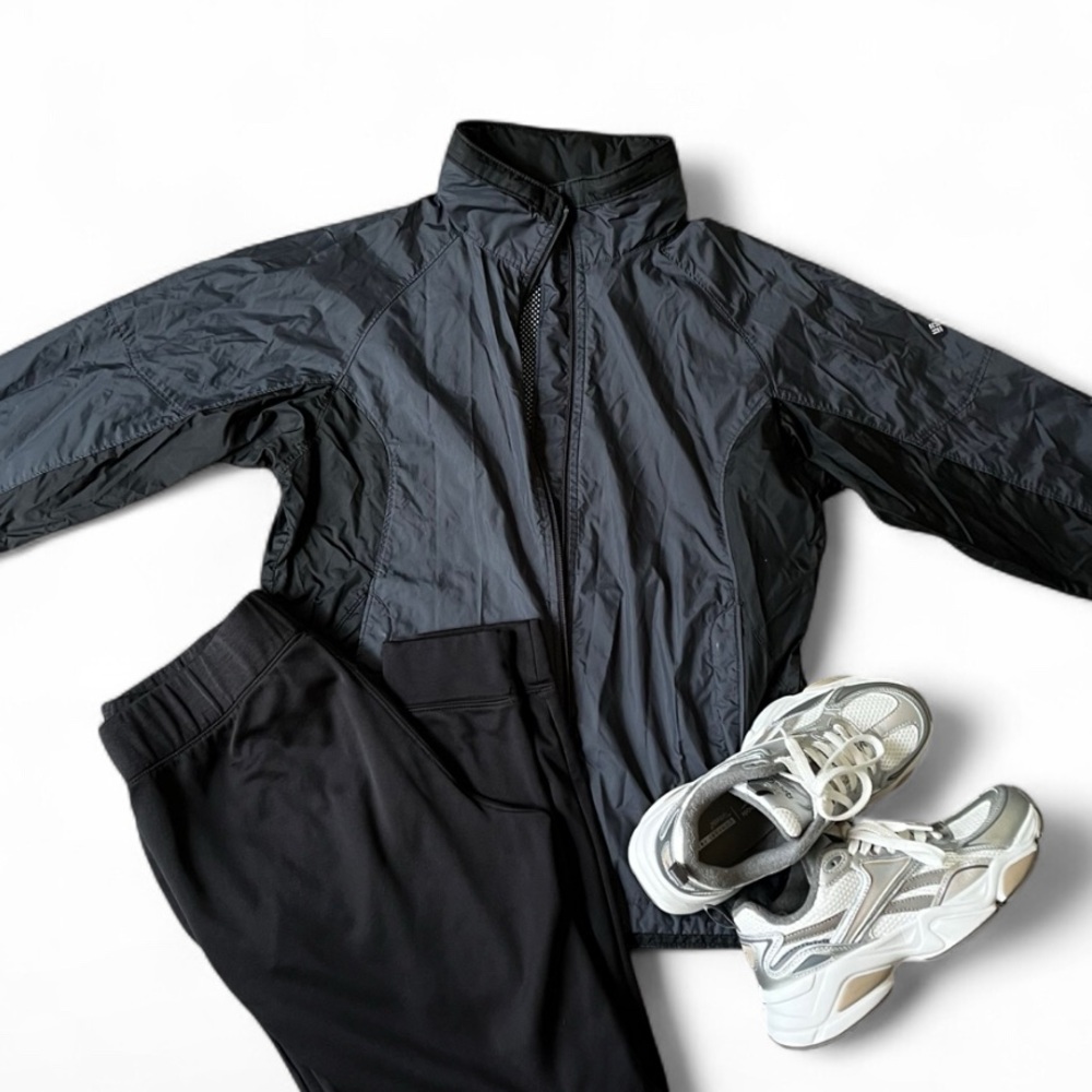 Columbia Womens Charcoal Windbreaker Full Zip Sports Jacket